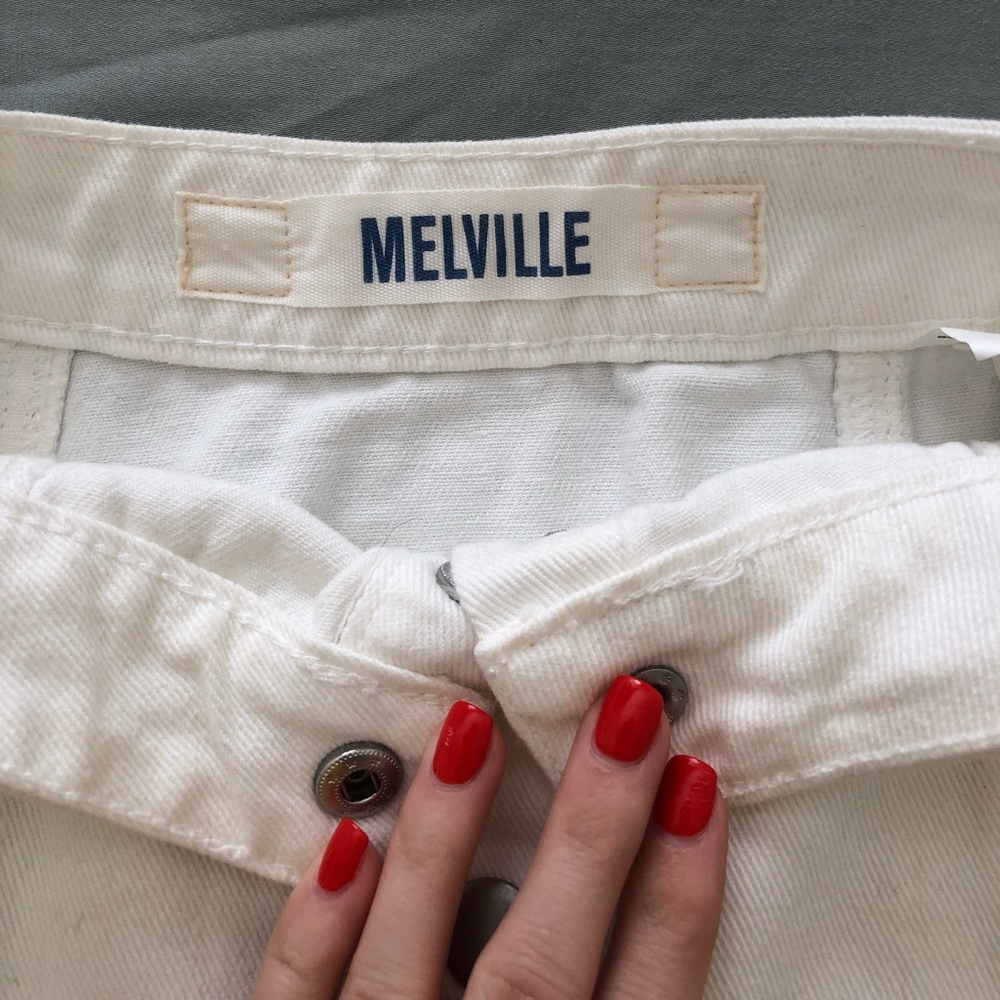 White denim button up skirt